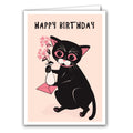 Happy Birthday Cat Vase by Anne Cakebread