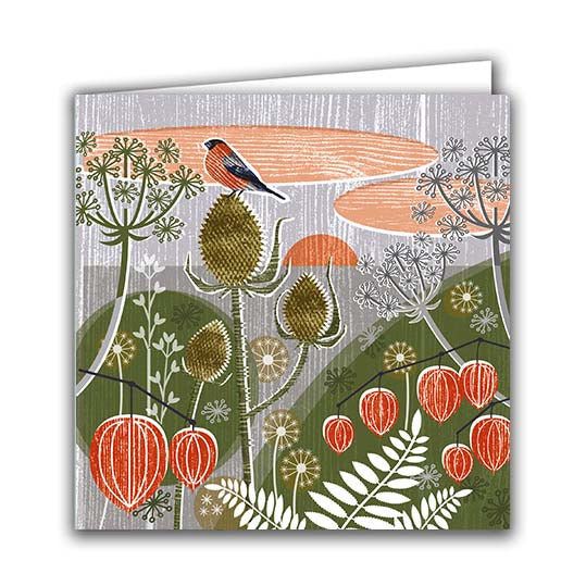 Seedheads and Bullfinch by Liane Payne