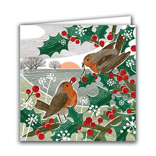 Robins in Holly by Liane Payne