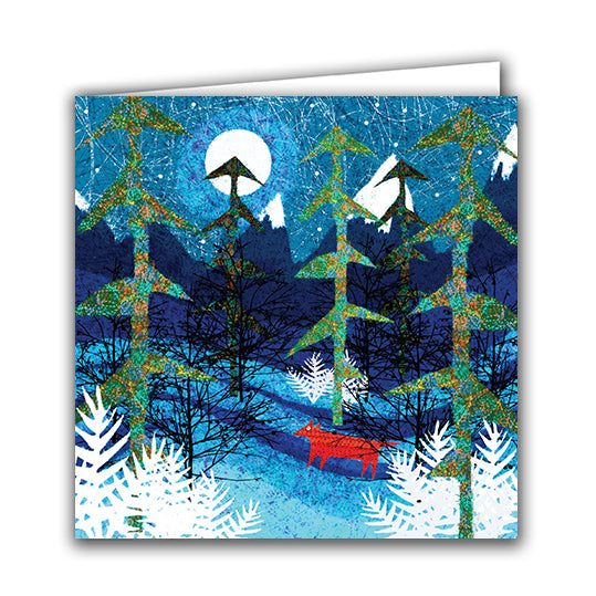 Dotty Fox in Winter Pines by Michelle Brown